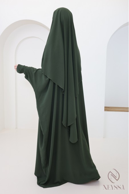 Ensemble abaya et khimar avec hijab intégré pas cher soie de jazz