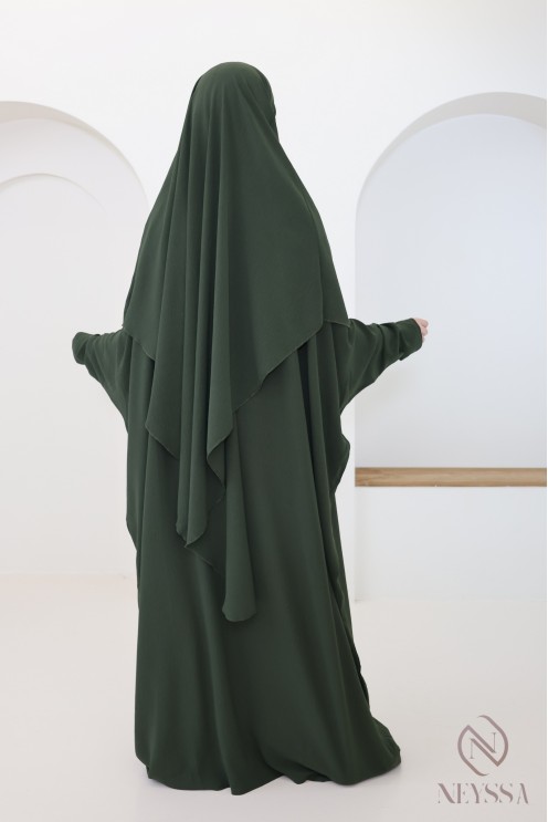 Ensemble abaya et khimar avec hijab intégré pas cher soie de jazz