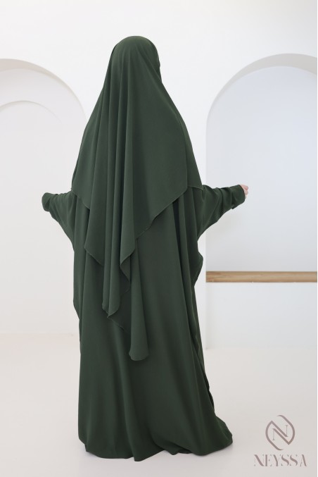 Ensemble abaya et khimar avec hijab intégré pas cher soie de jazz