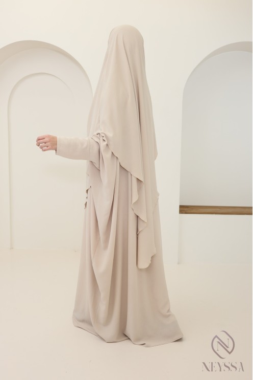 Ensemble abaya et khimar avec hijab intégré pas cher soie de jazz
