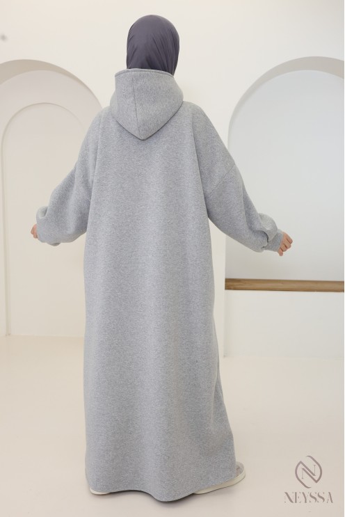 Langes Kleid im Sweatshirt-Stil mit Reißverschlusskragen