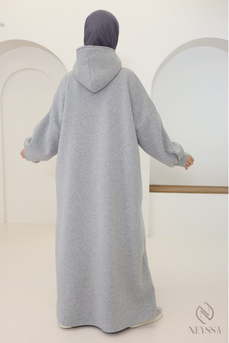 Langes Kleid im Sweatshirt-Stil mit Reißverschlusskragen