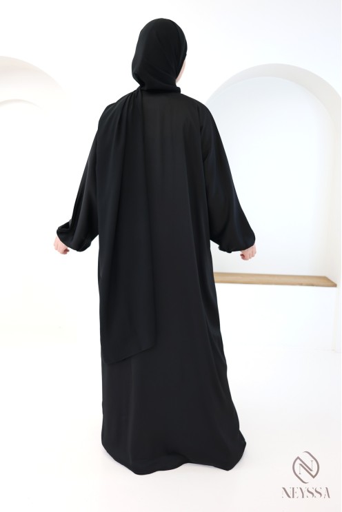 Abaya Kimono Dubai mit Reißverschluss, schwarz, gerader Schnitt