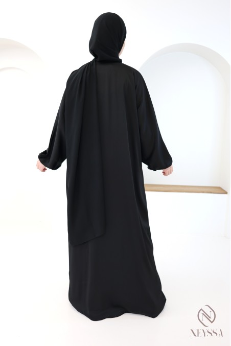 Abaya Kimono Dubai mit Reißverschluss, schwarz, gerader Schnitt