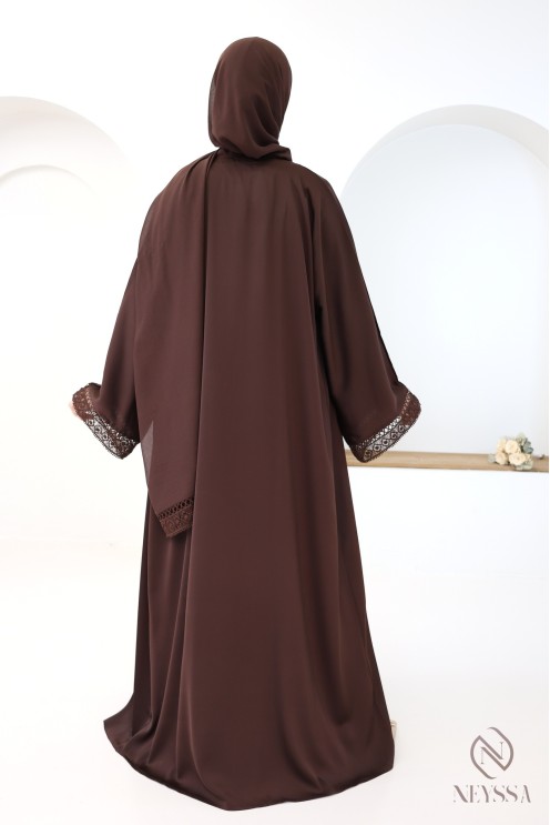 Braune Abaya Dubai Kimono aus Nidah-Seide
