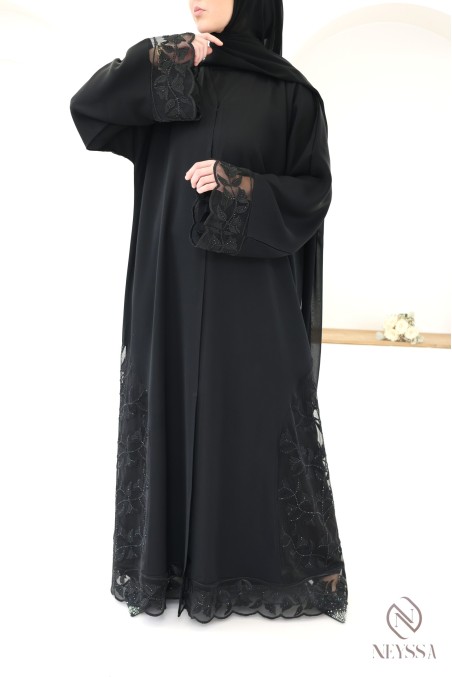 Abaya Dubai Kimono mit trendiger Stickerei für Damen