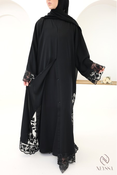 Abaya Dubai Kimono mit trendiger Stickerei für Damen