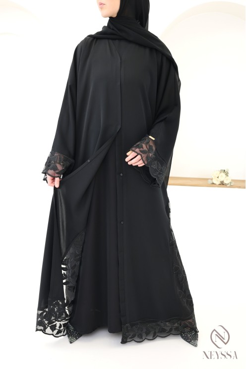 Abaya Dubai Kimono mit trendiger Stickerei für Damen
