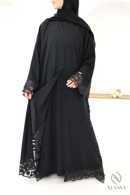 Abaya Dubai Kimono mit trendiger Stickerei für Damen