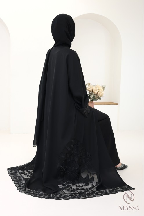 Abaya Dubai Kimono mit trendiger Stickerei für Damen
