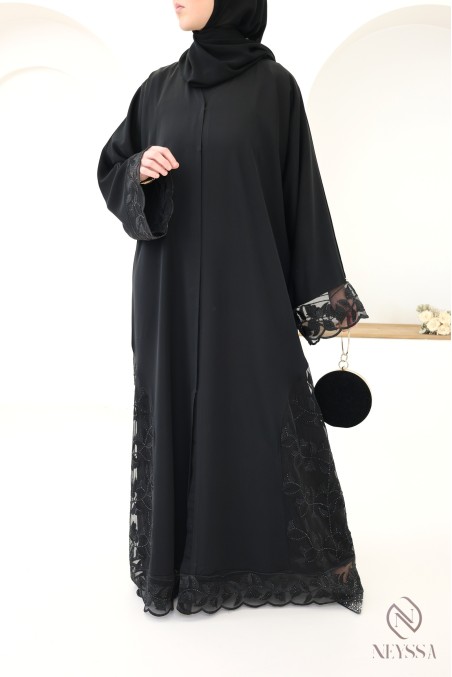 Dubai kimono abaya with trendy embroidery for veiled women for Eid