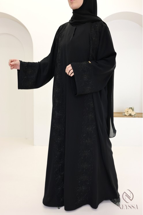Straight-cut embroidered Dubai abaya for veiled women, chic abaya