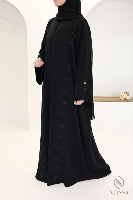 Abaya Dubai, bestickt, gerader Schnitt, für verschleierte Frauen