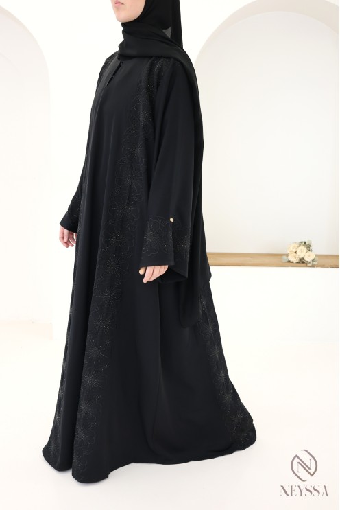 Straight-cut embroidered Dubai abaya for veiled women, chic abaya