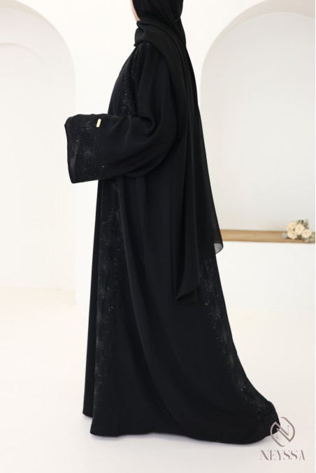 Straight-cut embroidered Dubai abaya for veiled women, chic abaya