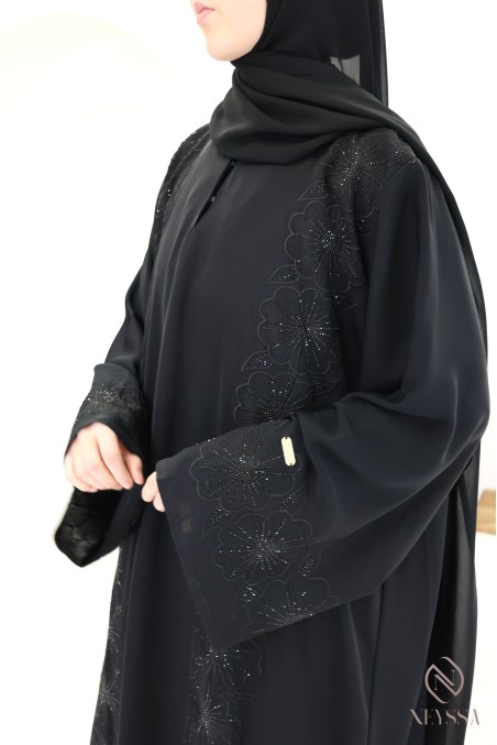 Abaya Dubai, bestickt, gerader Schnitt, für verschleierte Frauen