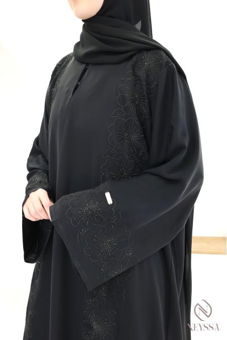 Abaya Dubai, bestickt, gerader Schnitt, für verschleierte Frauen