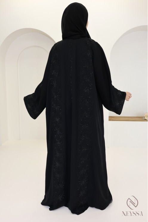 Straight-cut embroidered Dubai abaya for veiled women, chic abaya