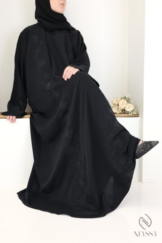 Abaya Dubaï brodée coupe droite pour femme voilée, abaya chic