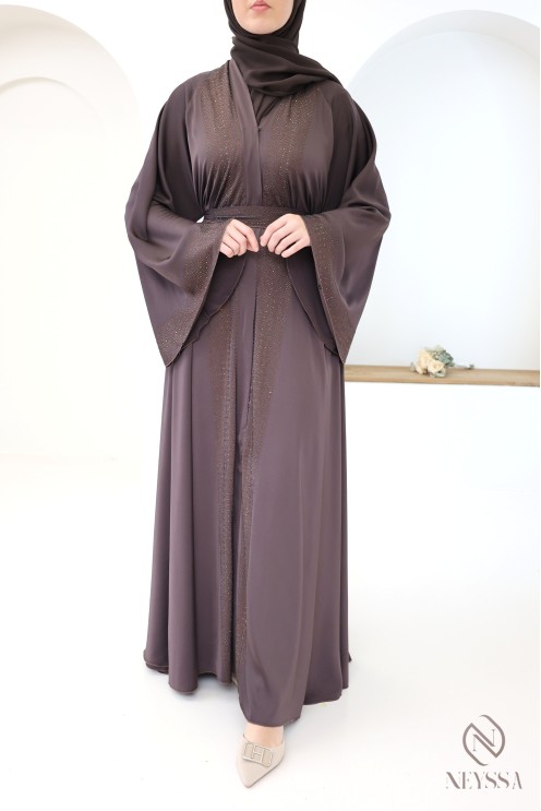 Abaya kimono Dubaï coupe évasée pour femme hijabi tendance