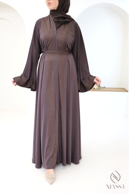 Dubai kimono abaya with flared cut for trendy hijabi women
