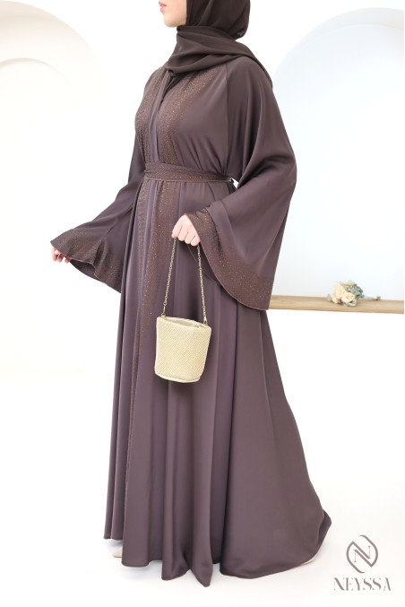 Dubai kimono abaya with flared cut for trendy hijabi women