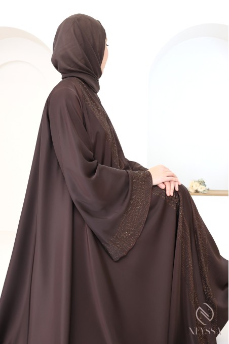 Kimono-Abaya Dubai Rosy Brown aus hochwertiger Nidah-Seide für Damen
