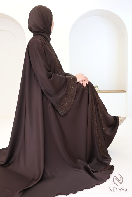 Kimono-Abaya Dubai Rosy Brown aus hochwertiger Nidah-Seide für Damen