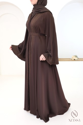 Kimono-Abaya Dubai Rosy Brown aus hochwertiger Nidah-Seide für Damen
