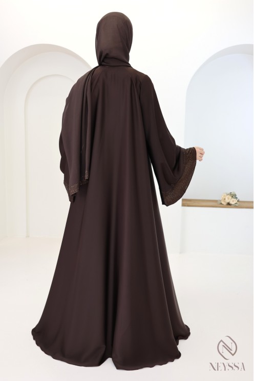 Kimono-Abaya Dubai Rosy Brown aus hochwertiger Nidah-Seide für Damen