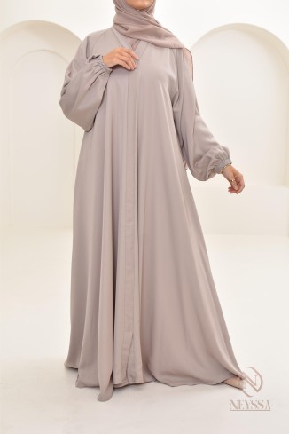 Abaya Dubaï longue nude pour femme voilée moderne hijab inclus