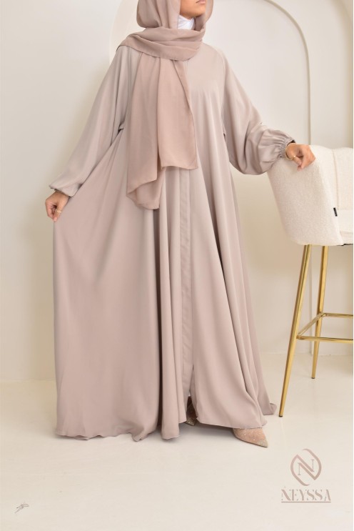 Abaya Dubaï longue nude pour femme voilée moderne hijab inclus