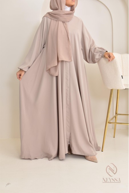 Abaya Dubaï longue nude pour femme voilée moderne hijab inclus