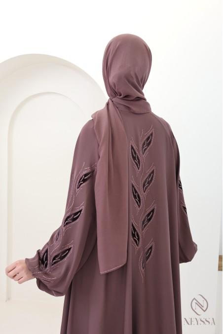 Kimono-Abaya im Dubai-Stil Khaleeji Rosy Brown, Schnitt Umbrella