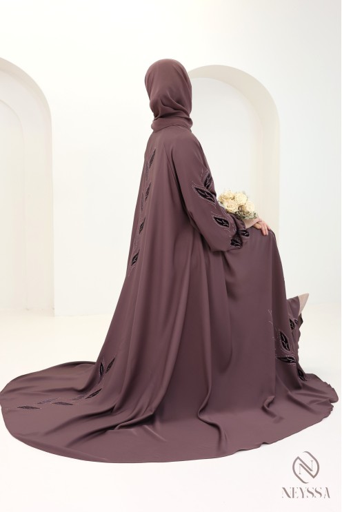 Kimono-Abaya im Dubai-Stil Khaleeji Rosy Brown, Schnitt Umbrella