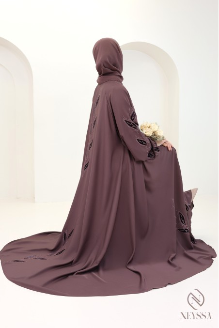 Kimono-Abaya im Dubai-Stil Khaleeji Rosy Brown, Schnitt Umbrella