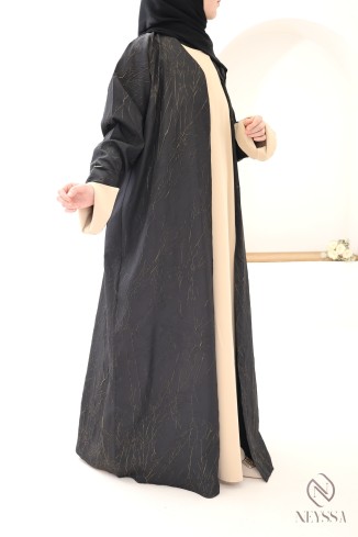 Abaya Dubai 3-teilig im Kimono-Stil mit Druckknöpfen