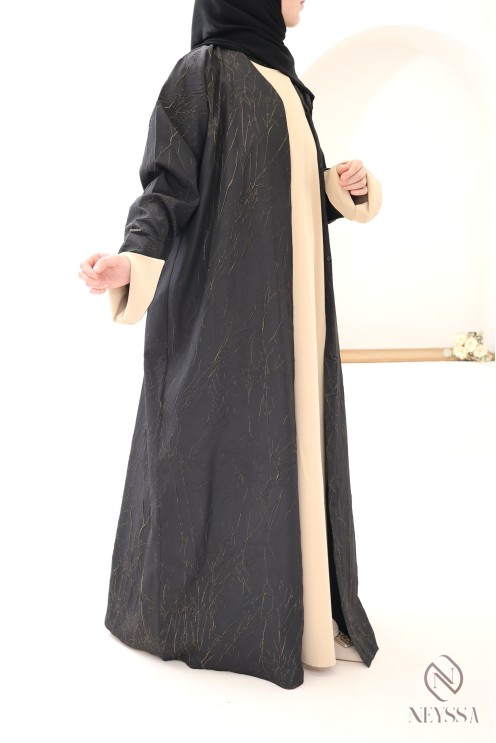 Abaya Dubaï 3 pièces kimono avec boutons de pression femme hijabi