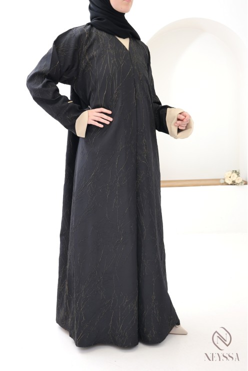 Abaya Dubai 3-teilig im Kimono-Stil mit Druckknöpfen