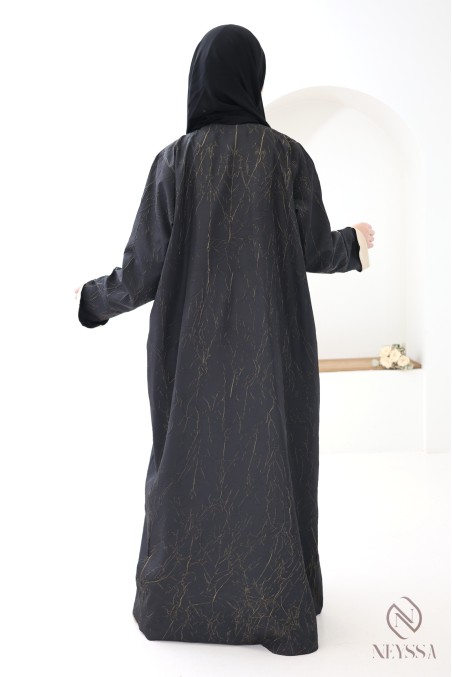 Abaya Dubaï 3 pièces kimono avec boutons de pression femme hijabi