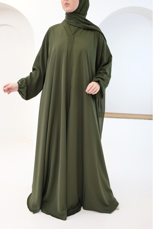 Abaya Dubai, Umbrella-Schnitt, khaki, für modebewusste Hijabi-Frauen