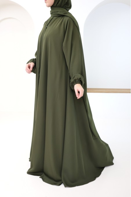 Abaya Dubai, Umbrella-Schnitt, khaki, für modebewusste Hijabi-Frauen