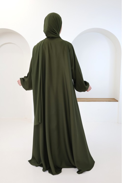 Abaya Dubai, Umbrella-Schnitt, khaki, für modebewusste Hijabi-Frauen