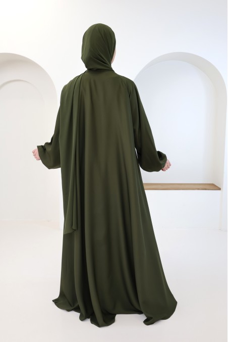 Khaki umbrella cut Dubai abaya for trendy hijabi women