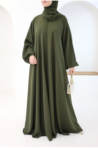 Abaya Dubaï coupe umbrella kaki pour femme hijabi tendance