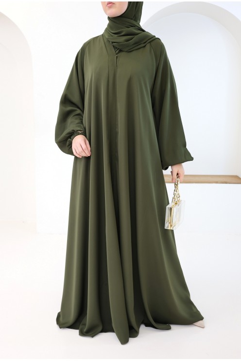 Abaya Dubaï coupe umbrella kaki pour femme hijabi tendance