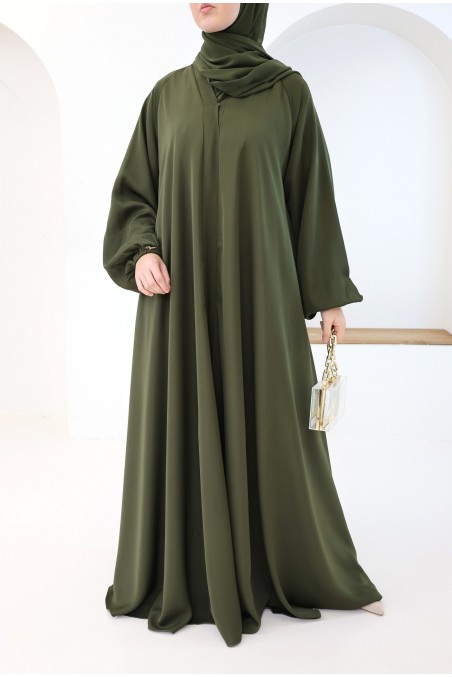 Abaya Dubai, Umbrella-Schnitt, khaki, für modebewusste Hijabi-Frauen