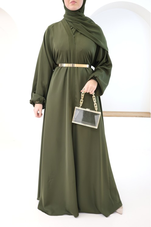 Abaya Dubai, Umbrella-Schnitt, khaki, für modebewusste Hijabi-Frauen