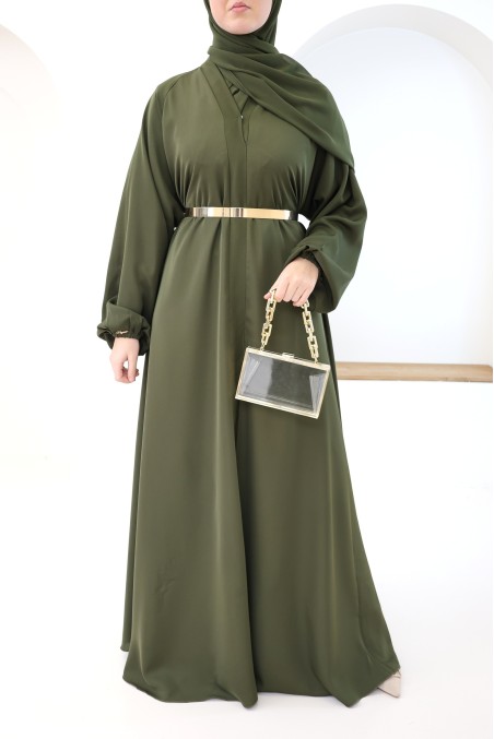 Khaki umbrella cut Dubai abaya for trendy hijabi women