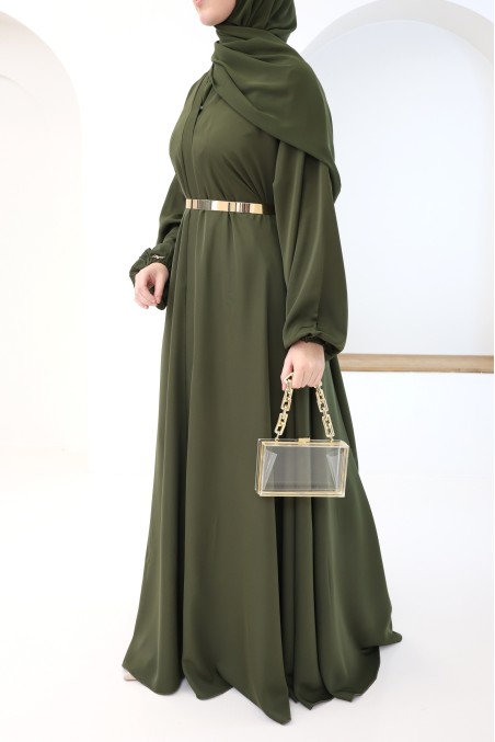 Khaki umbrella cut Dubai abaya for trendy hijabi women